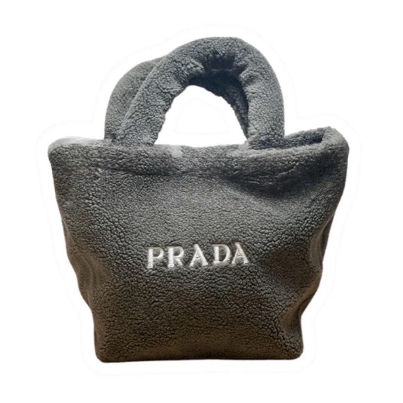 NEW in Bag Prada Gray Sherpa Teddy VIP Tote Bag 13” x 9” - Picture 2 of 7